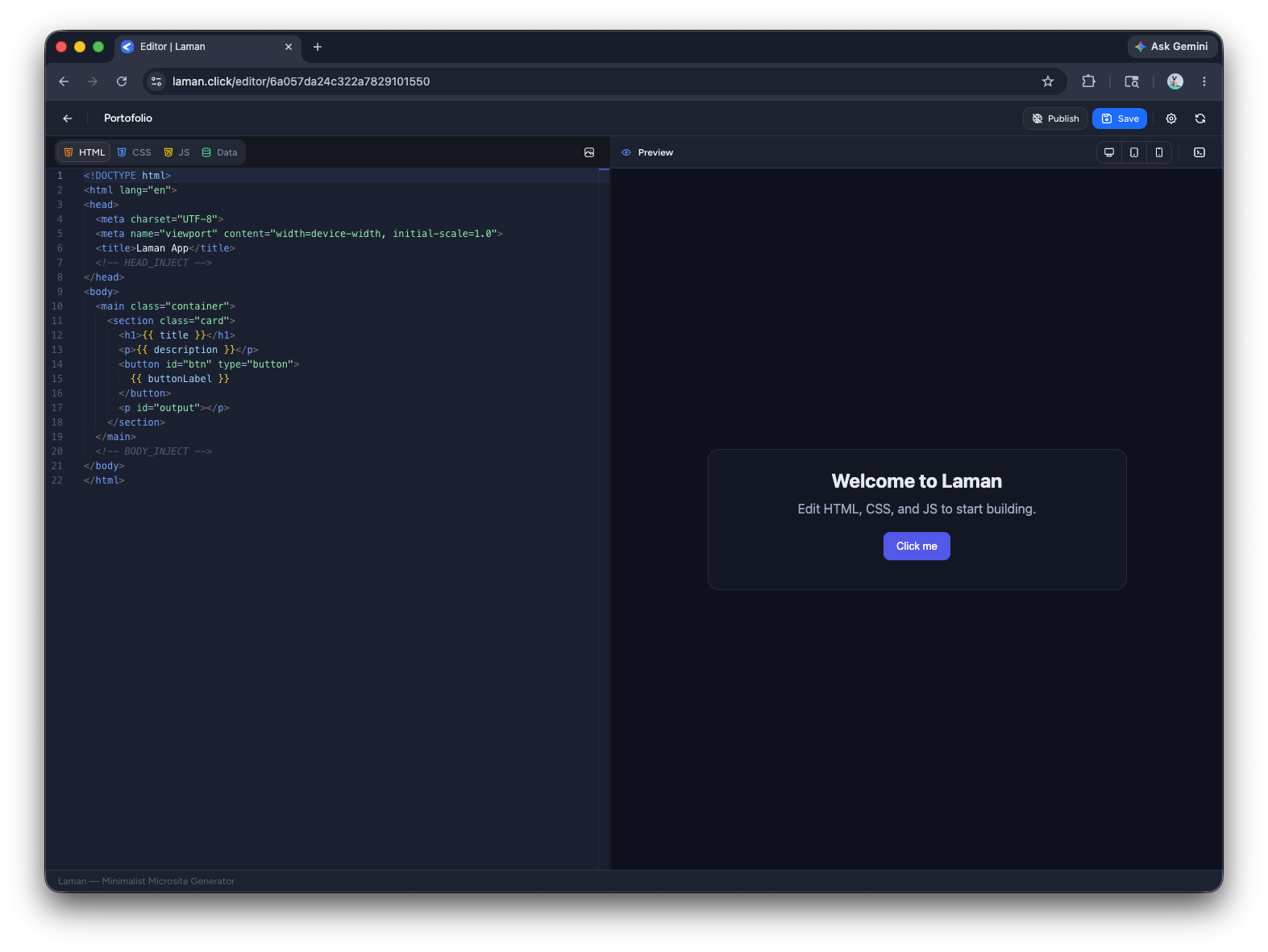 Editor playground Laman